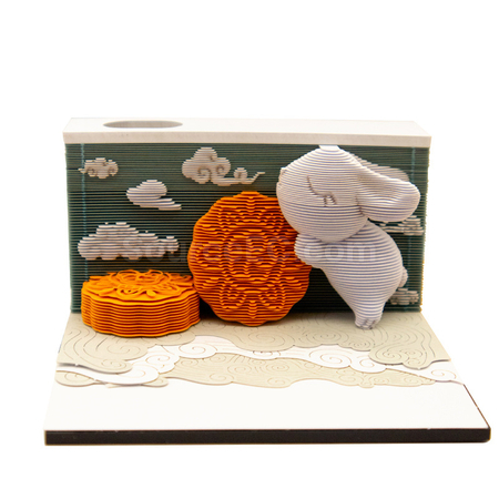 礼品订购中秋创意3d立体月饼纸雕便签纸广告