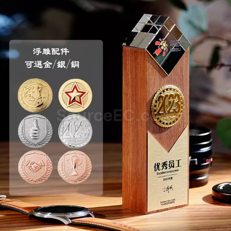 礼品订购实木水晶奖座广告