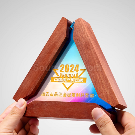 礼品订购实木水晶奖座广告