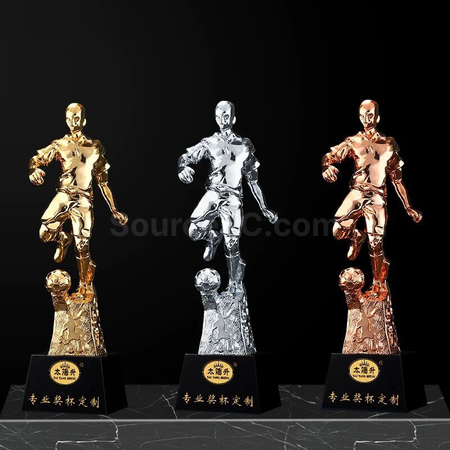 礼品订购镀金足球体育奖杯广告