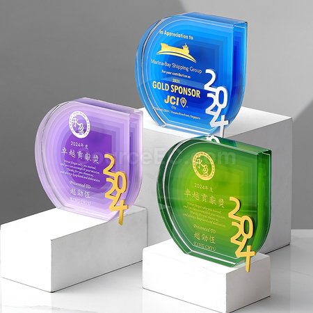 礼品订购彩印水晶金属奖杯广告