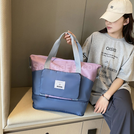 礼品订购大容量拼色折叠旅行包广告