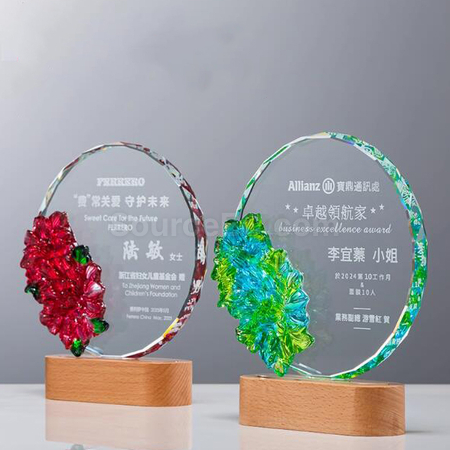 礼品订购创意发光水晶奖座广告