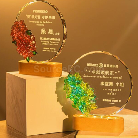 礼品订购创意发光水晶奖座广告