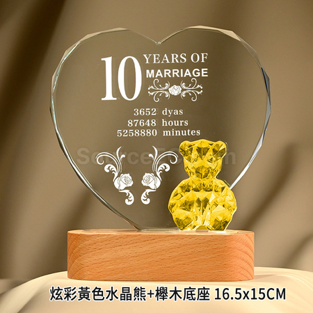 礼品订购镀彩小熊水晶奖座广告