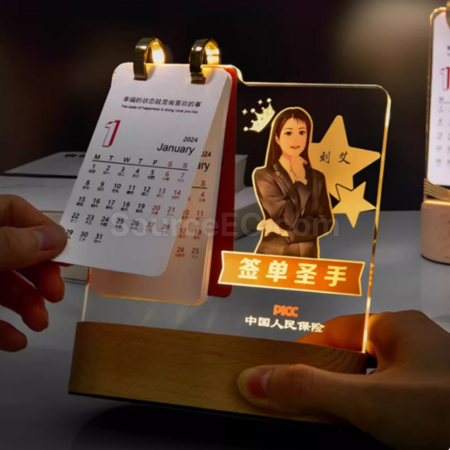 礼品订购创意发光小夜灯台历奖座广告