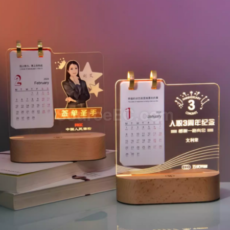 礼品订购创意发光小夜灯台历奖座广告