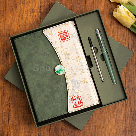 礼品订购A5国潮笔记本三折高颜值拼色记事本商务办公高档礼盒套装广告