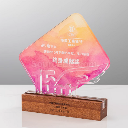 礼品订购水晶金属实木奖座广告