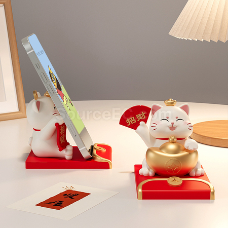 礼品订购卡通招财猫手机支架广告