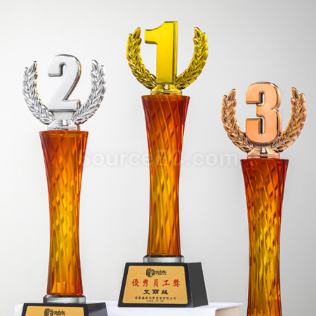 礼品订购扭柱水晶奖座广告
