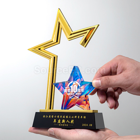礼品订购五角星水晶奖座广告
