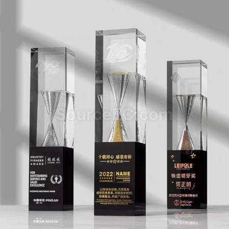 沙漏水晶奖座