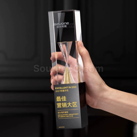 礼品订购沙漏水晶奖座广告