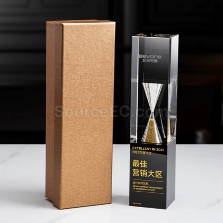 礼品订购沙漏水晶奖座广告