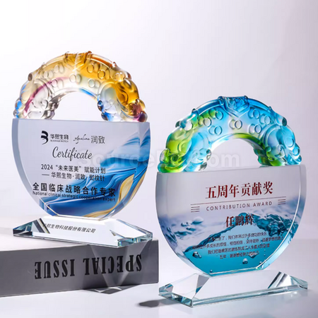 礼品订购琉璃水晶奖座广告