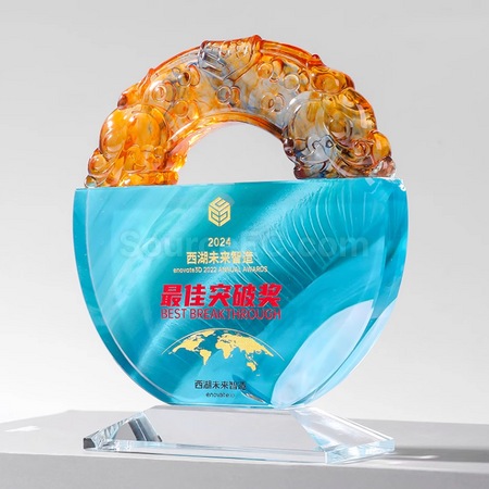 礼品订购琉璃水晶奖座广告