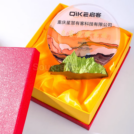 礼品订购创意山峰水晶奖座广告
