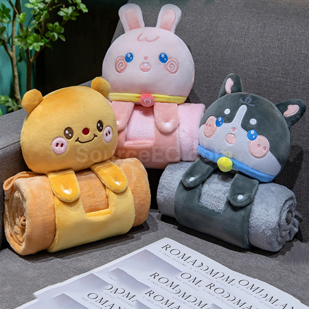 礼品订购卡通立体午睡毛毯广告