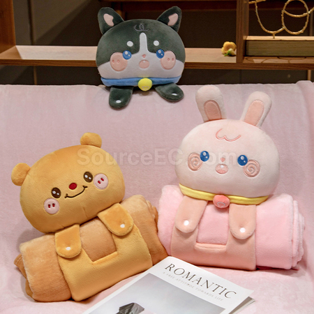 礼品订购卡通立体午睡毛毯广告