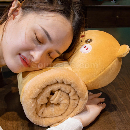 礼品订购卡通立体午睡毛毯广告