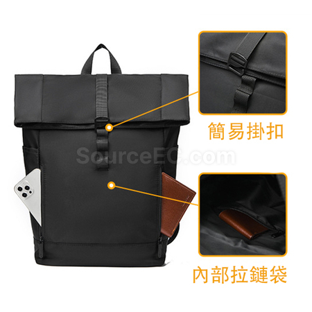礼品订购都市休闲商务卷口双肩包广告