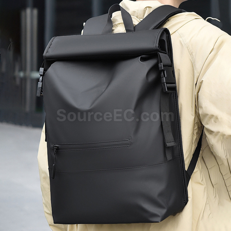 礼品订购都市休闲商务卷口双肩包广告