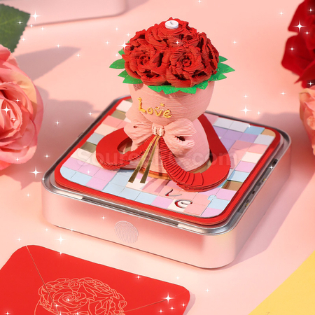 礼品订购纸雕日历玫瑰花模型桌面摆件3D立体便签本广告