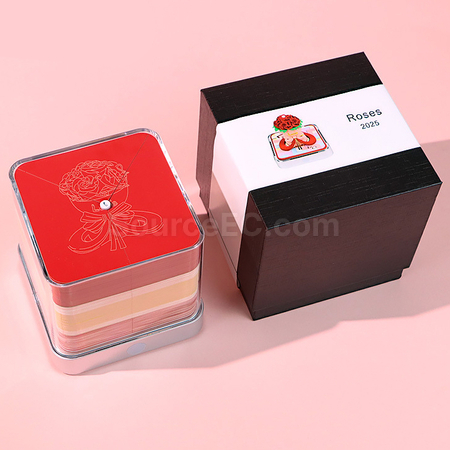礼品订购纸雕日历玫瑰花模型桌面摆件3D立体便签本广告