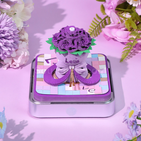 礼品订购纸雕日历玫瑰花模型桌面摆件3D立体便签本广告