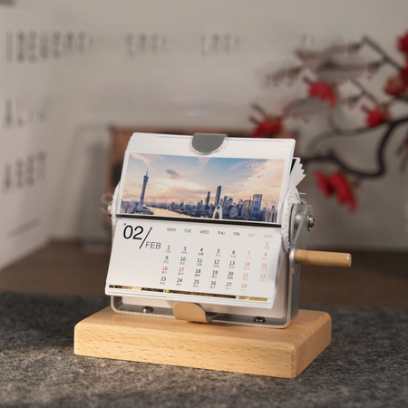 礼品订购手摇动态翻页台历/相册广告