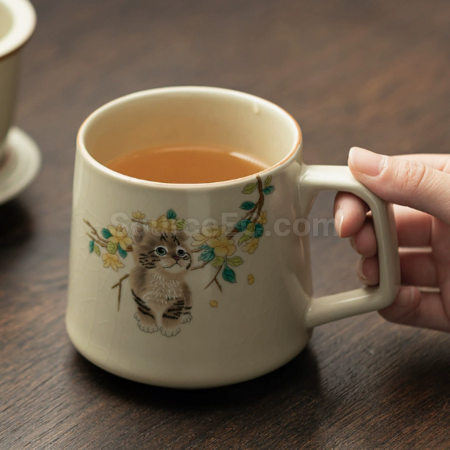 礼品订购陶瓷可过滤泡茶杯广告