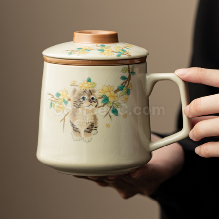 礼品订购陶瓷可过滤泡茶杯广告