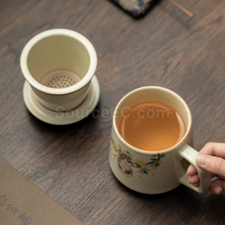 礼品订购陶瓷可过滤泡茶杯广告