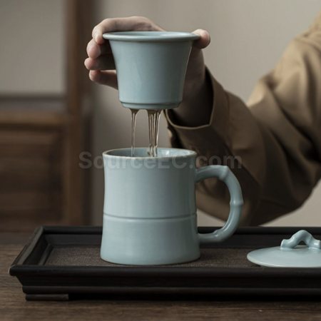 礼品订购陶瓷可过滤泡茶杯广告