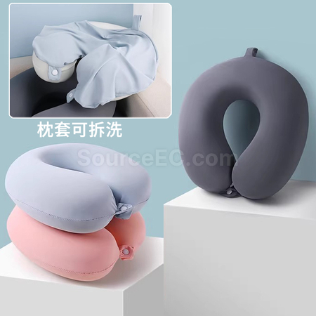 礼品订购可折叠收纳记忆棉颈枕-圆形广告