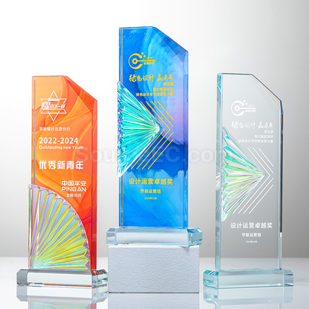 礼品订购百褶水晶奖座广告