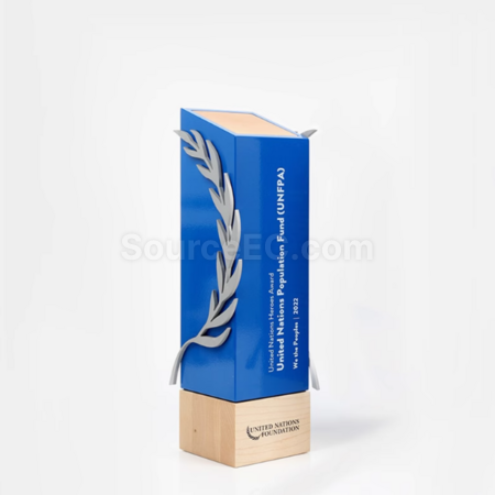 礼品订购金属麦穗奖座广告