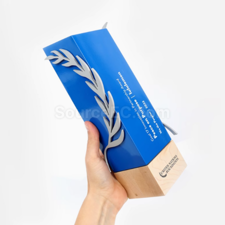 礼品订购金属麦穗奖座广告