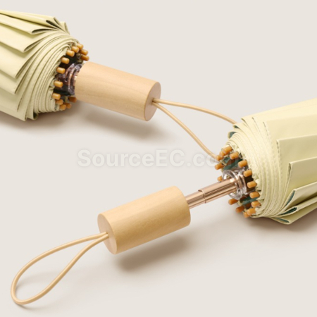 礼品订购16骨三折木柄防晒折叠伞广告