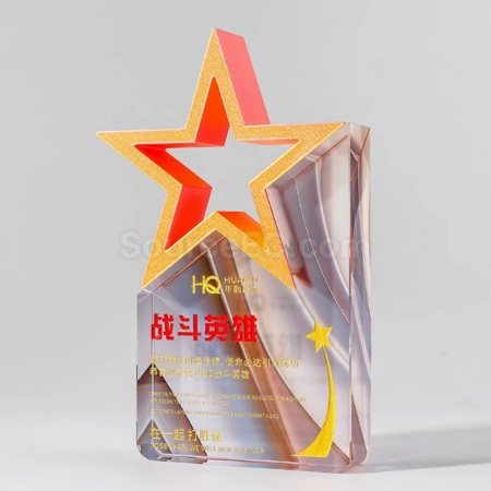 礼品订购彩色五星水晶奖座广告