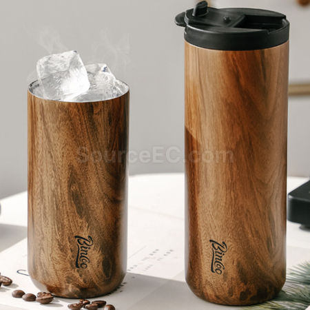 木纹便携保温杯
