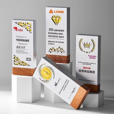 礼品订购实木金属奖座广告