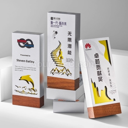 礼品订购实木金属奖座广告