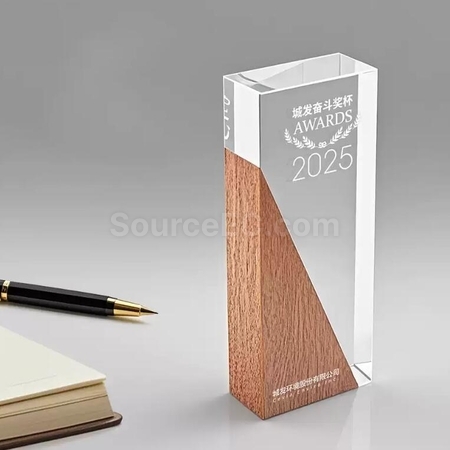 礼品订购实木水晶纪念奖座广告
