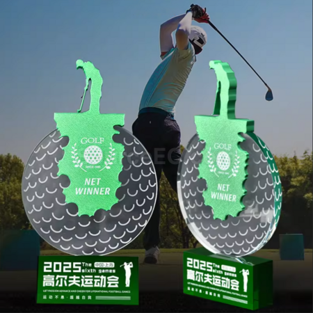 礼品订购高尔夫球奖座广告