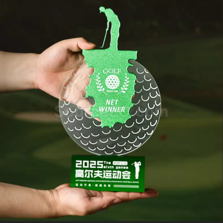 礼品订购高尔夫球奖座广告