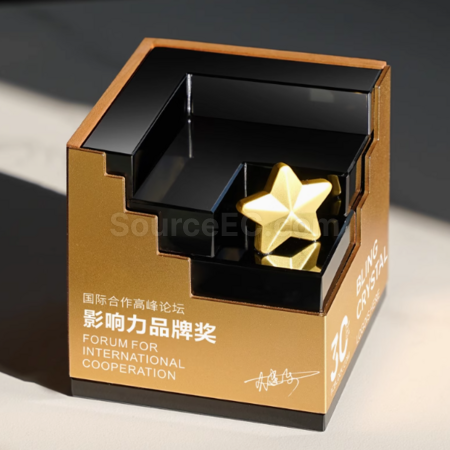 礼品订购创意实木水晶奖座广告