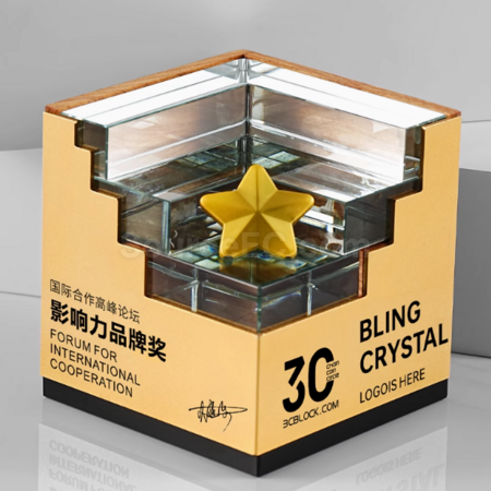 礼品订购创意实木水晶奖座广告