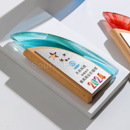 礼品订购创意帆船水晶獎座广告